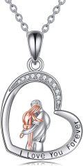 wholesale 925 Sterling Silver Heart Shaped Pendant with Father and Son Design - I Love You Forever Necklace for Dad Gifts-0-0