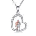 wholesale 925 Sterling Silver Heart Shaped Pendant with Father and Son Design - I Love You Forever Necklace for Dad Gifts-0-0
