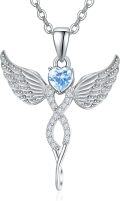 wholesale 925 Sterling Silver Angel Birthstone Necklace with 12 Crystal Gemstones for Women-0-0