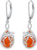 wholesale 925 Sterling Silver Orange Fire Opal Butterfly Drop Earrings-0-0