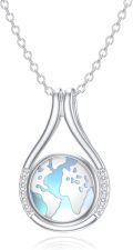 wholesale Sterling Silver Earth Necklace with World Map Pendant Travel Jewelry Gift for Women-0-8