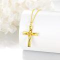wholesale Gold Plated 925 Sterling Silver Stone Cross Pendant Necklace for Women - Faith Hope Love-0-2