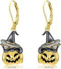 wholesale 925 Sterling Silver Witch Cat Pumpkin Halloween Dangle Earrings-0-0
