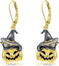 wholesale 925 Sterling Silver Witch Cat Pumpkin Halloween Dangle Earrings-Cat-Pumpkin