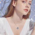 wholesale 925 Sterling Silver Blue Crystal Chrysanthemum Pendant Necklace-0-1