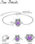 wholesale 925 Sterling Silver Purple Opal Owl Charm Bracelet for Women-0-1