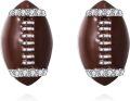 wholesale 925 Sterling Silver Brown Football Stud Earrings with Cubic Zirconia Sporty Gift for Her-0-0