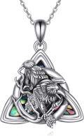 wholesale 925 Sterling Silver Triquetra Raven Pendant Necklace Norse Mythology Viking Jewelry Couples Gift for Women Men-0-0