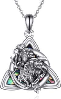 wholesale 925 Sterling Silver Triquetra Raven Pendant Necklace Norse Mythology Viking Jewelry Couples Gift for Women Men-Celtic Raven Necklace