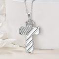 wholesale 925 Sterling Silver American Flag Design Cross Pendant Necklace for Women-0-2