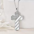 wholesale 925 Sterling Silver American Flag Cross Pendant Necklace With Cz Star Stones-0-2