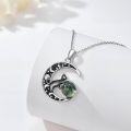 wholesale 925 Sterling Silver Green Moss Agate Cat Crescent Moon Necklace for Women Witchcraft Jewelry-0-2