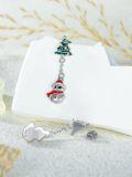 wholesale 925 Sterling Silver Christmas Tree Snowman Enamel Cz Drop Earrings-0-4