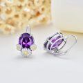 TOUPOP Sterling Silver Crystal Daisy Leverback Dangle Drop Earrings-0-4
