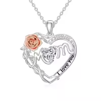 TOUPOP Sterling Silver Heart Pendant Necklace, Always My Mother Forever My Friend Gift-undefined