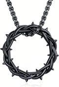 wholesale 925 Sterling Silver Crown of Thorns Necklace with Black Spikes Pendant Amulet s (with Gift Box) -0-0