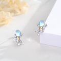 wholesale 925 Sterling Silver Moonstone Astronaut Stud Earrings Space Theme Gifts for Women Girls-0-1