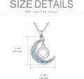 wholesale 925 Sterling Silver Moon & Square Pendant Necklaces with Blue Opal Stone s for Her Him-0-2