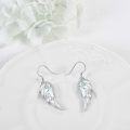 wholesale 925 Sterling Silver Mother of Pearl Feather Wing Drop Earrings for Women-0-4
