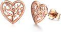 wholesale Rose Gold 925 Sterling Silver Tree of Life Heart Stud Earrings for Women - Hypoallergenic s-0-0