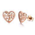 wholesale Rose Gold 925 Sterling Silver Tree of Life Heart Stud Earrings for Women - Hypoallergenic s-0-0