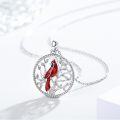 wholesale 925 Sterling Silver Red Enamel Cardinal Tree of Life Pendant Necklace for Women Girls Gifts-0-1