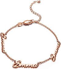 wholesale Stainless Steel Personalized Emma Name Bracelet Rose Gold Plated Cursive Script Chain-sterling silver-rose gold color