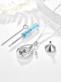 wholesale 925 Sterling Silver Cat Moon Star Teardrop Cremation Jewelry Keepsake Pendant Necklace with Funnel Kit-0-1