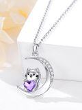 wholesale Sterling Silver Birthstone Cat Pendant Necklace for Women-0-4