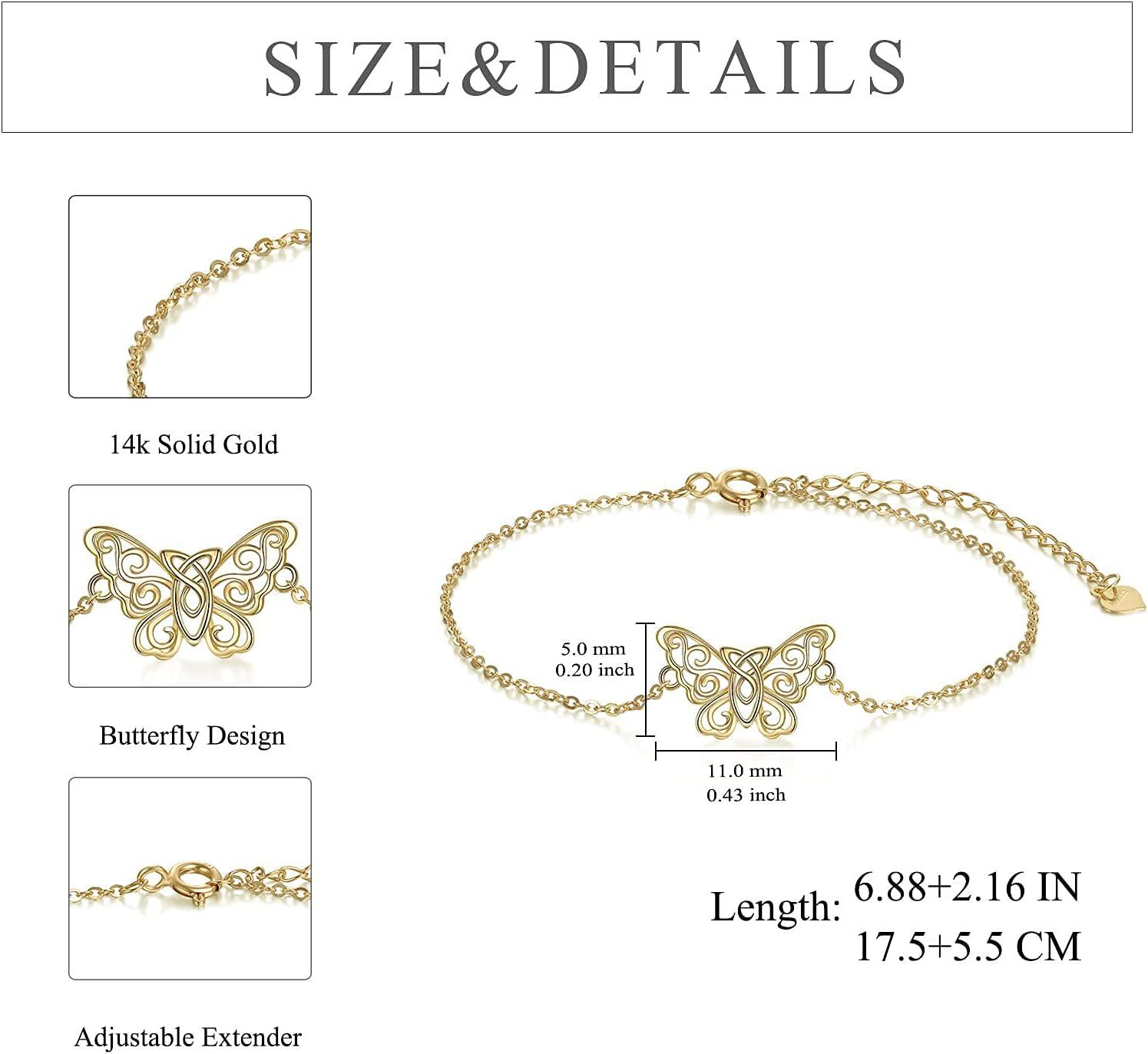 wholesale 14K Gold Celtic Knot Butterfly Bracelet for Women-0-3