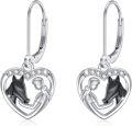 wholesale 925 Sterling Silver Horse Head in Heart Shape Dangle Earrings for Women-0-0