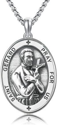 wholesale 925 Sterling Silver Catholic Saint Gerard Medal Prayer Necklace Pendant  for Women Men Boys Girls Kids-26a-St Gerard-26a-St Gerard