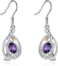 wholesale 925 Sterling Silver Purple Amethyst Teardrop Filigree Hook Earrings-Amethyst Earrings