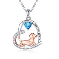 wholesale 925 Sterling Silver Corgi Love Forever Pendant Necklace-1-12-December