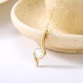 wholesale 14K Gold Pendant with Round Cut Moissanite and Curved Design - Christmas Gift for Women-0-3