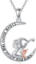 wholesale 925 Sterling Silver Crescent Moon Pendant with Elephant and Dachshund Charm Necklaces - Love You to the Moon & Back Gifts for Her-0-0