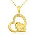TOUPOP 14K Gold Crystal Elephant Heart Necklace For Women-0-0