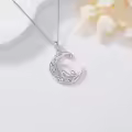 TOUPOP Sterling Silver Celtic Moon Pendant Necklace Cat Owl Polar Bear Animal Jewelry Gift-0-3