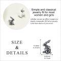 wholesale 925 Sterling Silver Rabbit Stud Earrings Black Enamel Animal s for Women and Girls-0-1