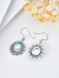 wholesale 925 Sterling Silver Blue Moonstone Leverback Dangle Drop Earrings for Women-0-2