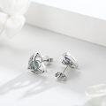 wholesale 925 Sterling Silver Celtic Moon Triquetra Stud Earrings w/Green Jasper Stone - Vintage Irish  for Her-0-1