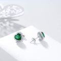 wholesale 925 Sterling Silver Rhodium Plated Emerald Earrings for Women, Unique Gifts for Mother, Wife, Sister, Girlfriend, Birthday, Anniversary, Christmas-0-3