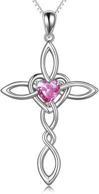 wholesale Sterling Silver Celtic Knot Cross Pendant Necklace Irish Infinity Love Heart Jewelry Gift-Silver October cross necklace