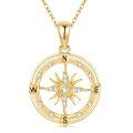wholesale 14k Gold Compass Pendant Necklace With Lab Diamond Accents And Directional Markers-0-0