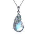 wholesale 925 Sterling Silver Peacock Pendant Necklace With Blue And Green Gemstones-0-0