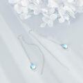 wholesale 925 Sterling Silver Green Stone Teardrop Chain Drop Earrings for Women-0-20
