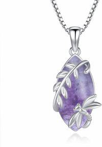 wholesale 925 Sterling Silver Birthstone Dragonfly Pendant Necklace for Women-Feb