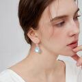 wholesale 925 Sterling Silver Moonstone Drop Earrings Platinum Plated Pear Cut Filigree Lever Back-0-2