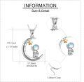wholesale 925 Sterling Silver Moon Astronaut Pendant Necklace with Star and Blue Stone - Space Themed s for Her-0-2