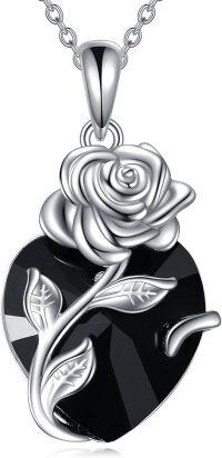 wholesale 925 Sterling Silver Black Onyx Rose Flower Heart Urn Pendant Necklace for Ashes Keepsake Memorial s 48 Chain-Black Heart Urn